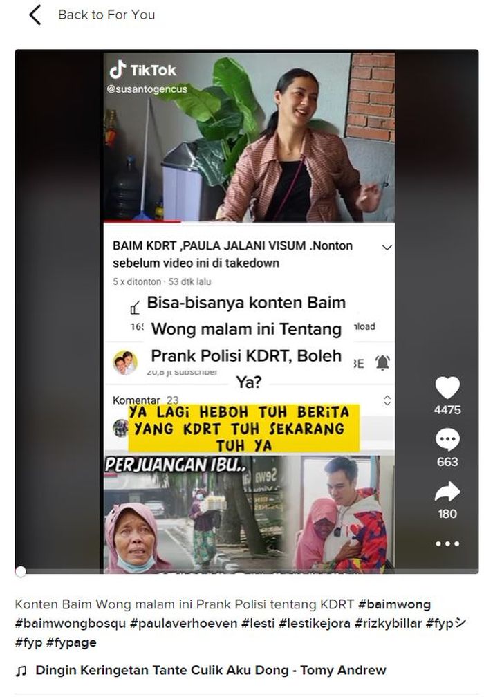 Baim kena hujat usai bikin konten prank soal KDRT