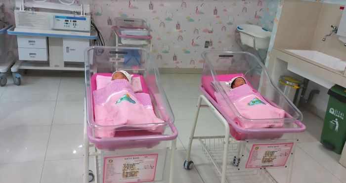 Bayi kembar Anisa Rahma saat berada di RS Hermina Kemayoran, Jakarta Pusat, Sabtu (15/10/2022).