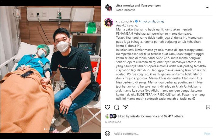 Postingan Citra Monica ceritakan pengalaman program hamil yang dijalaninya