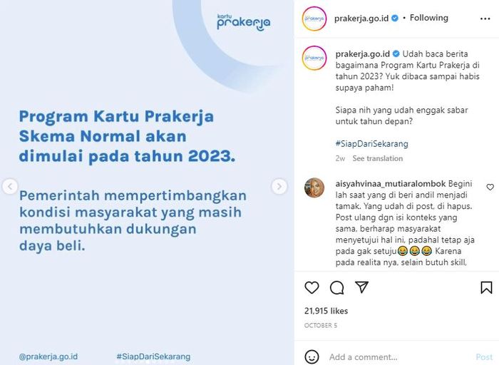Program Kartu Prakerja akan dilanjutkan di tahun 2023