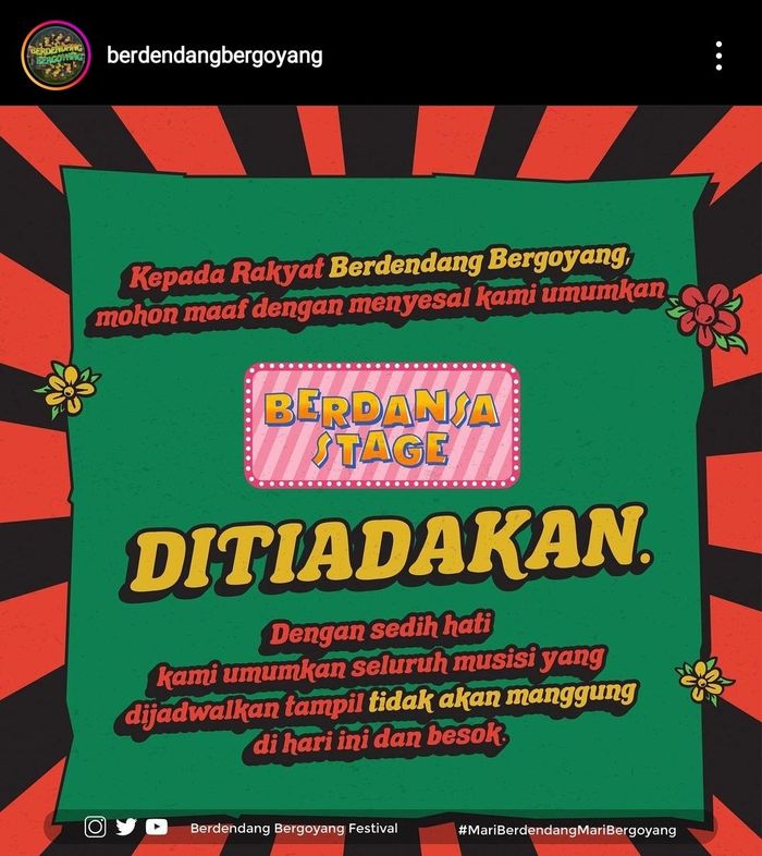 Festival musik Berdendang Bergoyang ditiadakan di hari ke-3.