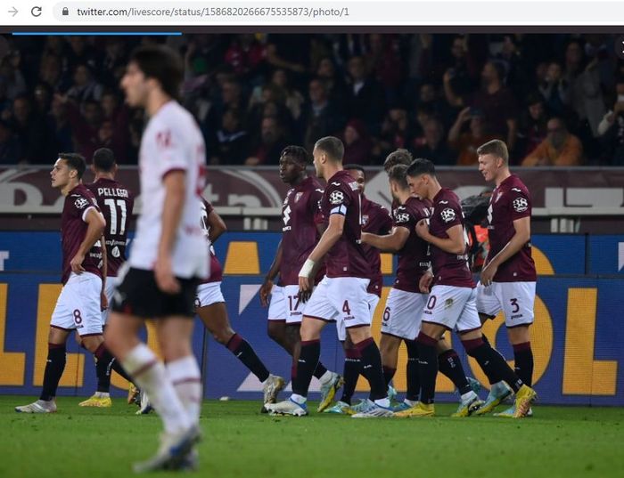 AC Milan menelan kekalahan 1-2 dari Torino dalam laga pekan ke-12 Liga Italia 2022-2023.