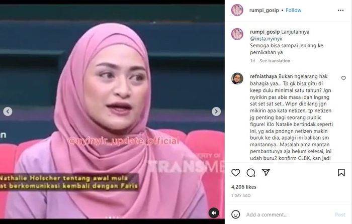 Nathalie Holscher ceritakan alasannya putus dari sang mantan pacar, Faris. 