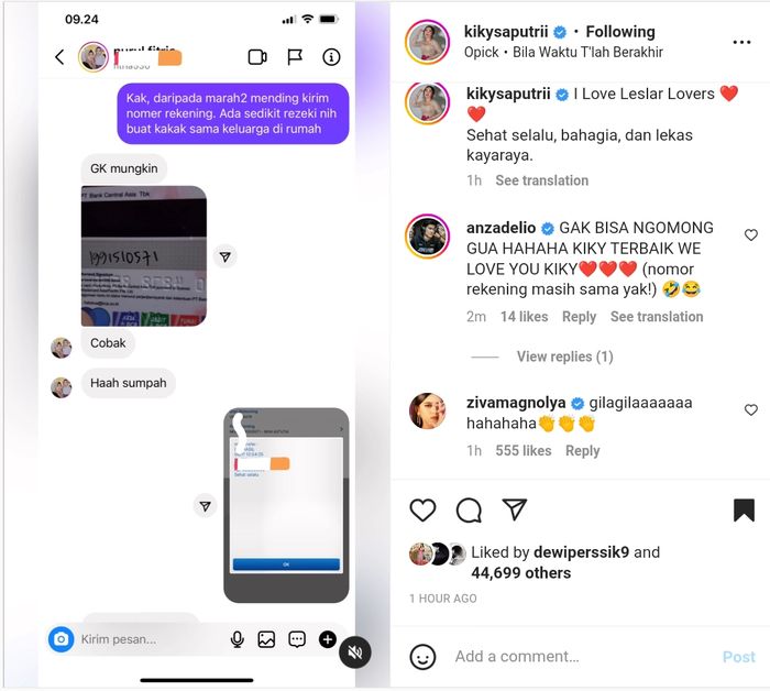Balasan Kiky Saputri atas hujatan fans fanatik Leslar tuai pujian