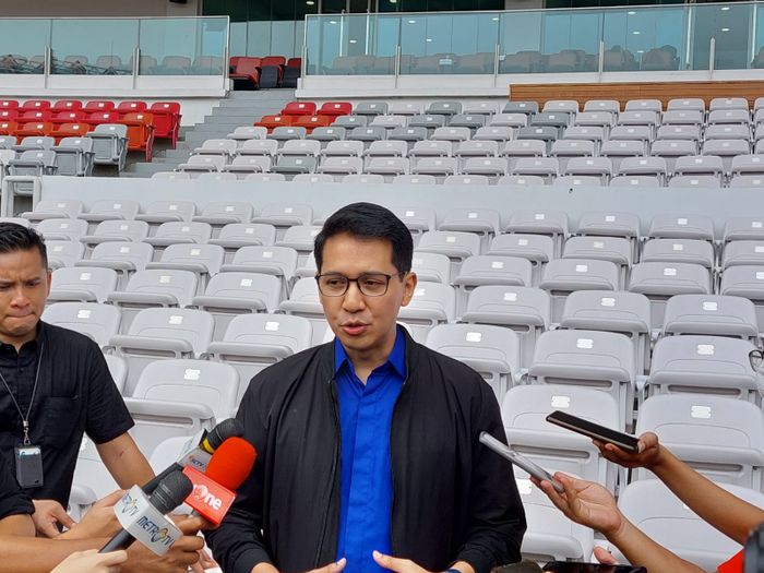 Direktur Utama PPKGBK, Rakhmadi Afif Kusumo dalam jumpa pers di SUGBK, Senayan, Jakarta, Selasa (8/11/2022).