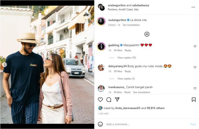 Wulan Guritno unggah foto liburan bersama Sabda Ahessa di Italia