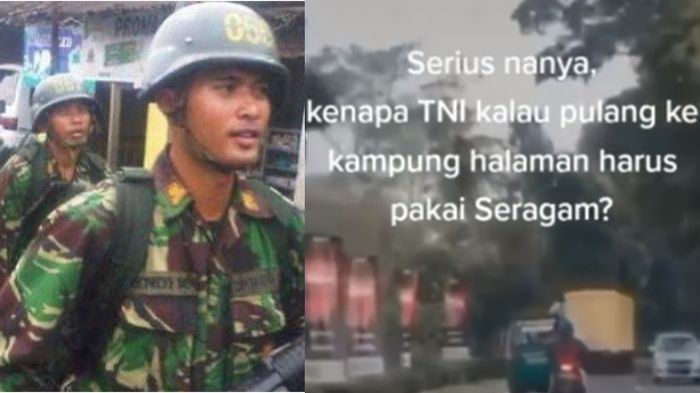 Ilustrasi TNI pulang ke kampung halaman dengan seragam dinas.