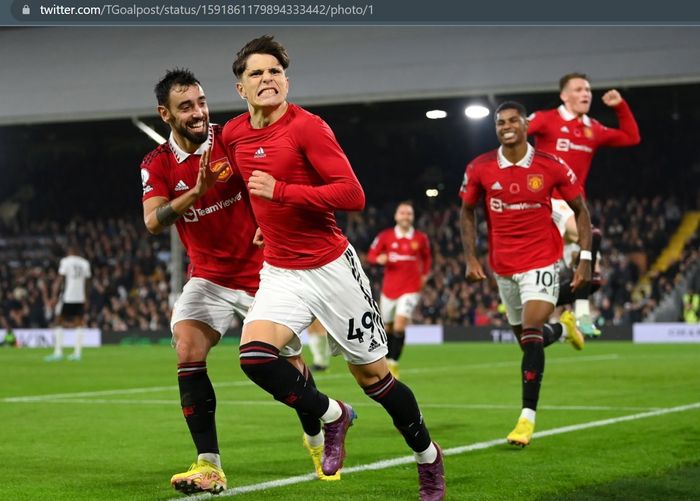 Alejandro Garnacho mencetak gol kemenangan bagi Manchester United dalam kemenangan 2-1 atas Fulham dalam lanjutan Liga Inggris 2022-2023.