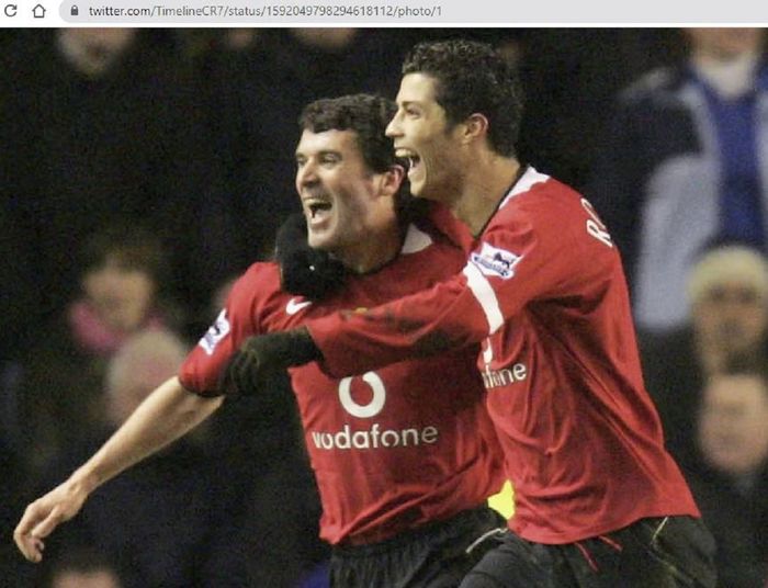 Kapten legendaris Manchester United, Roy Keane (kiri), saat bermain bersama Cristiano Ronaldo di Manchester United.