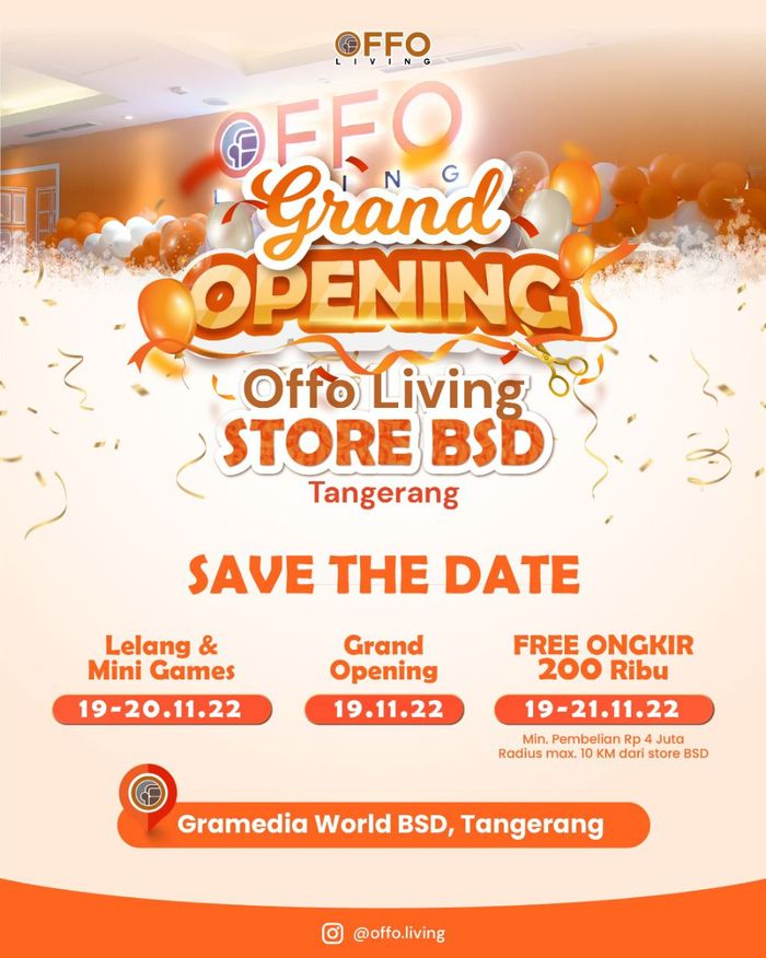 Mega Diskon Furnitur Minimalis Hingga 70%, Offo Living Hadirkan Grand Opening Store di Gramedia World BSD