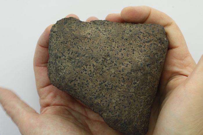 Contoh meteorit shergottite, yaitu batuan vulkanik dari mantel Mars yang meletus di permukaan planet.