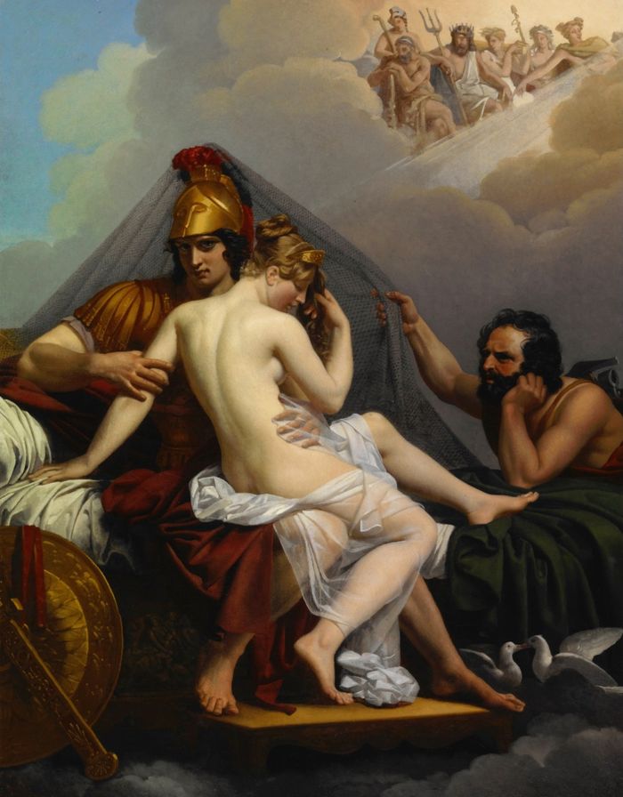 Aphrodite dan Ares terciduk berduaan di atas ranjang suaminya sendiri, Hephaestus.