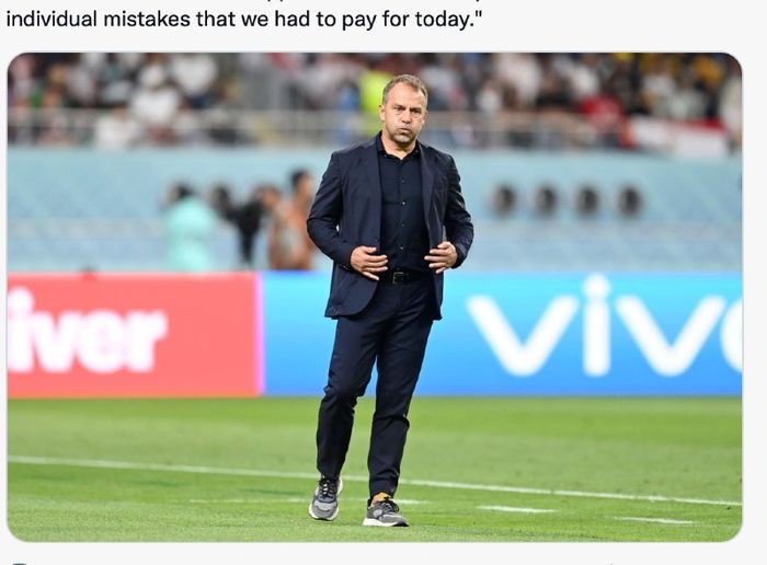 Pelatih Jerman, Hans-Dieter Flick, pada pertandingan Grup E Piala Dunia 2022 versus Jepang di Khalifa International Stadium, Rabu (23/11/2022)