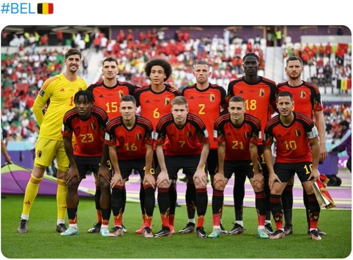 Starting line-up timnas Belgia dalam laga melawan timnas Maroko di Piala Dunia 2022, Minggu (27/11/2022)