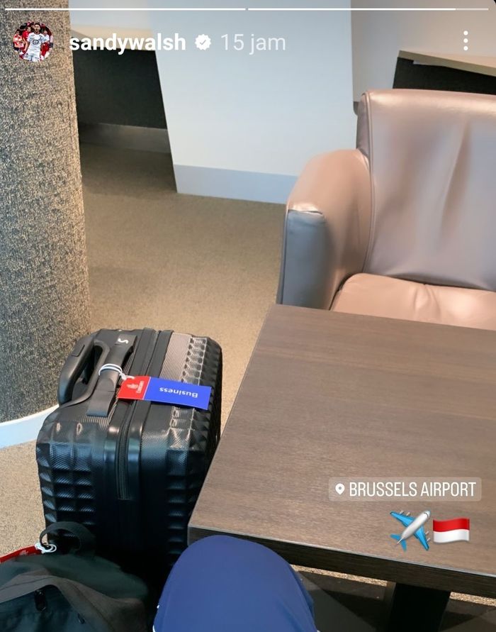 Tangkapan layar instastory pemain timnas Indonesia, Sandy Walsh.