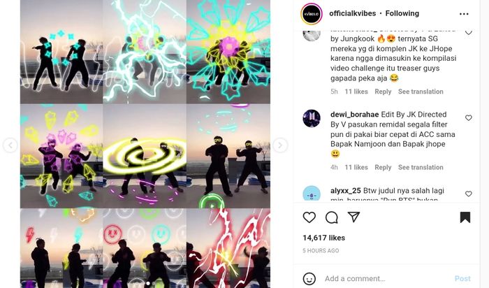 V dan Jungkook BTS Run Dance Challenge