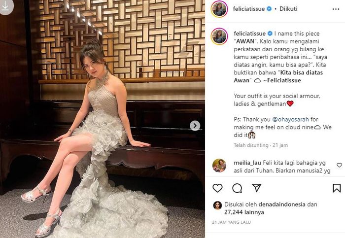 Penampilan terbaru Felicia Tissue jadi sorotan
