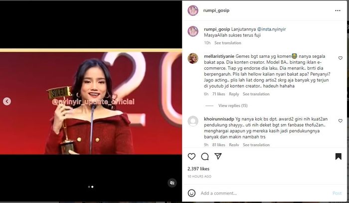 Fuji memperoleh penghargaan 