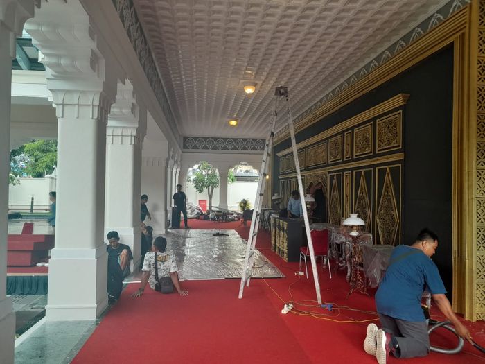 Suasana Loji Gandrung jelang pernikahan Kaesang Pangarep dan Erina Gudono. 