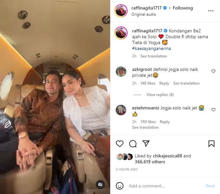 Raffi dan Nagita kondangan ke Solo gunakan jet pribadi