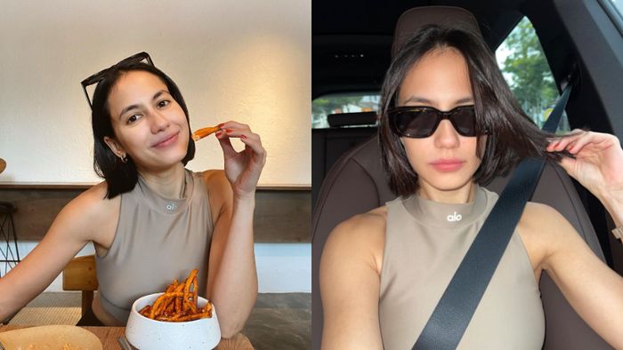 Kolase potret Pevita Pearce dengan gaya rambut barunya