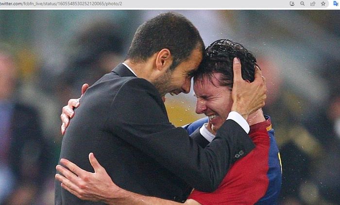 Pep Guardiola (kiri) dan Lionel Messi (kanan) saat masih sama-sama membela Barcelona.