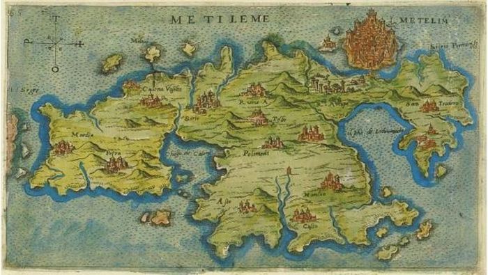 Peta Lesbos oleh Giacomo Franco (1597).