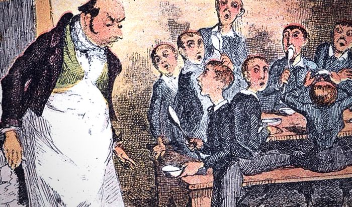 Adegan terkenal dari lukisan karya Oliver Twist: 'Tolong, bolehkah saya minta (makanannya) lagi?' Kisah anak-anak dari keluarga miskin dalam sejarah kemiskinan di Inggris tak kalah menyedihkannya.