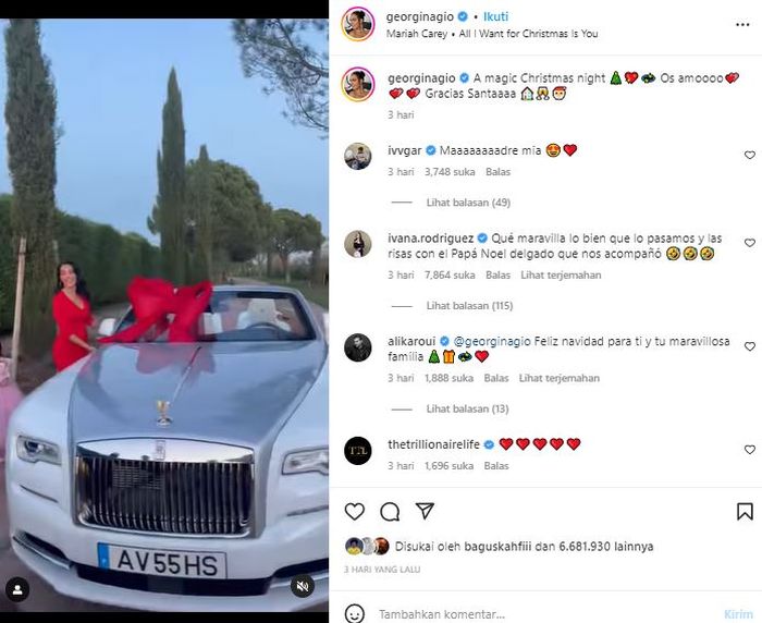 Postingan pacar Cristiano Ronaldo, Georgina Rodriguez