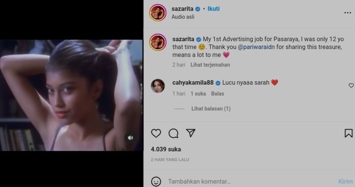 Postingan Sarah Azhari