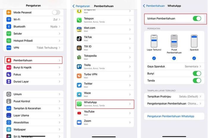 Cara mematikan notifikasi WhatsApp di iPhone