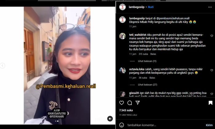 Ekspresi bengong Prilly Latuconsina saat dengar jawaban menohok dari Kiky Saputri.