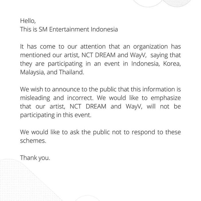 Pernyataan resmi SM Entertainment terkait FEST World Tour 2023