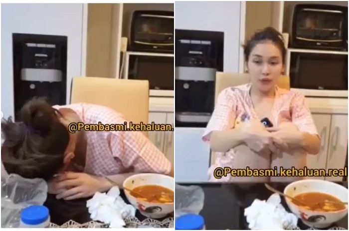 Momen kocak Ayu Ting Ting kepedasan