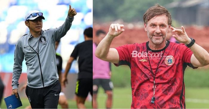 Kolase foto Shin Tae-yong dan Thomas Doll.