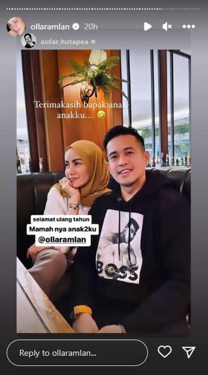 Aufar Hutapea ucapkan selamat ulang tahun pada Olla Ramlan. 