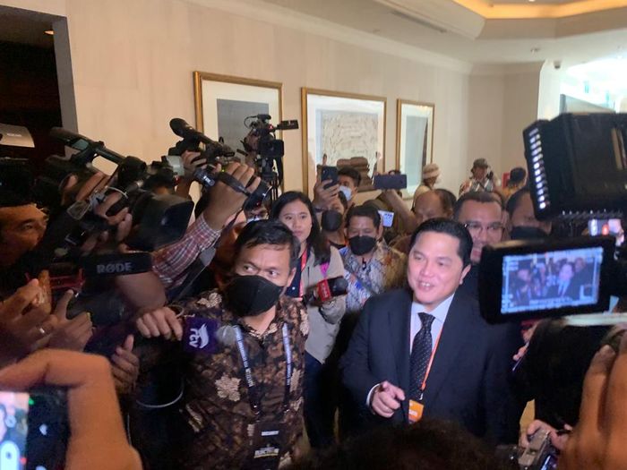 Caketum Erick Thohir tiba di KLB PSSI