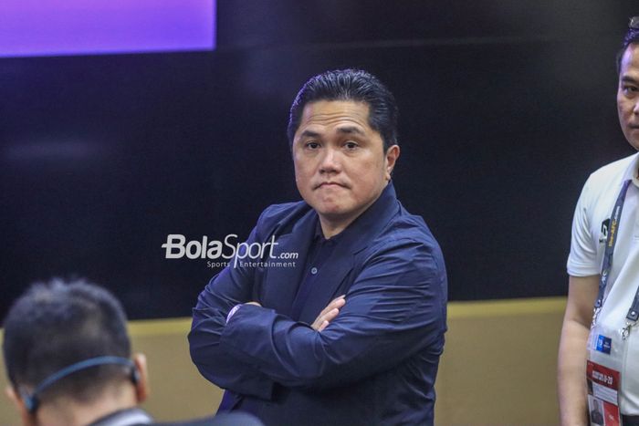 Ketua Umum PSSI, Erick Thohir, saat ditemui di Stadion Gelora Bung Karno, Senayan, Jakarta, Minggu (19/2/2023) siang.