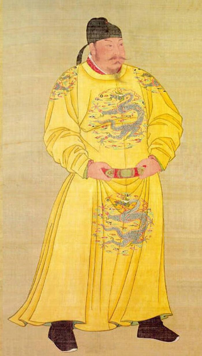 Gulungan sutra bercat yang menggambarkan Taizong, kaisar kedua selama Dinasti Tang di Tiongkok, 626-649 M.
