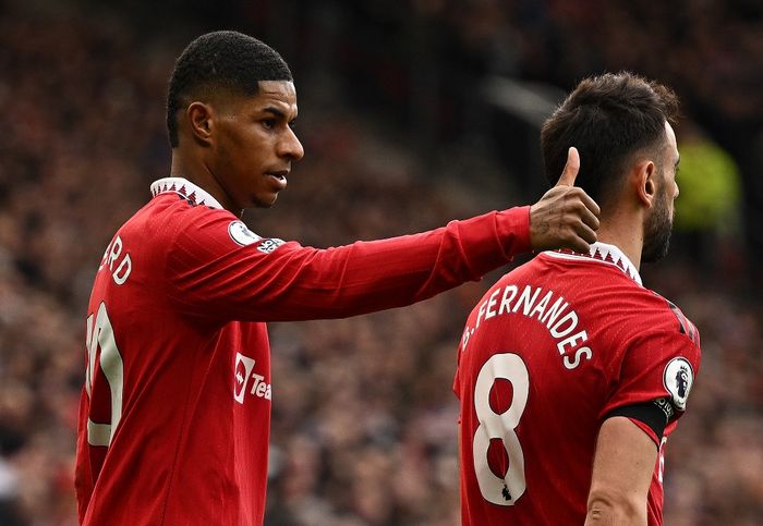 Duet Marcus Rashford dan Bruno Fernandes menjadi salah satu senjata Manchster United dalam menghasilkan gol di musim 2022-2023.