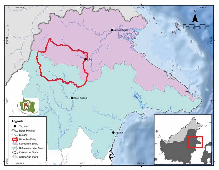 Bentang Alam Wehea-Kelay mencakup kawasan hutan produksi, hutan lindung, dan perkebunan kelapa sawit. Secara administratif, arealnya berada di Provinsi Kalimantan Timur, yaitu Kecamatan Muara Wahau dan Kecamatan Kongbeng (Kabupaten Kutai Timur) dan Kecamatan Kelay (Kabupaten Berau).