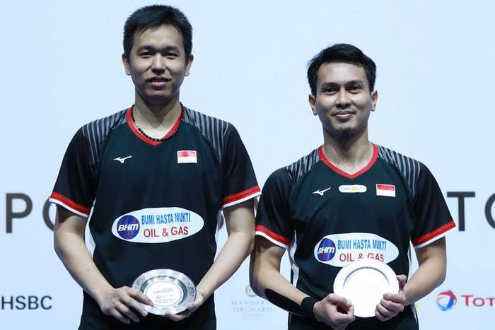 Mohammad Ahsan/Hendra Setiawan saat juara di New Zealand Open 2019.