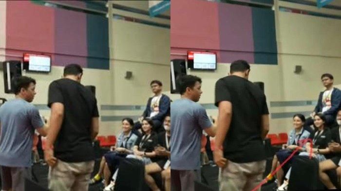 Marchella Putri terlihat hadir di pertandingan pingpong sportainment show VDKATE yang mana saat itu Ariel Noah tanding melawan Dikta 