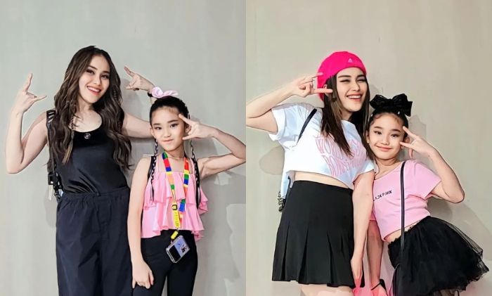 Ayu Ting Ting dan Bilqis Khumairah Razak saat nonton konser Blackpink