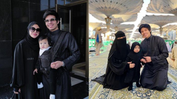 Aurel Hermansyah bersama suami dan anaknya.