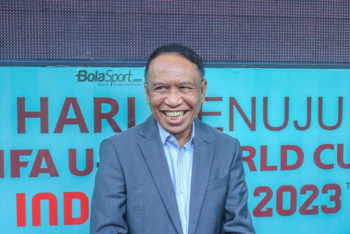 Wakil Ketua Umim PSSI 1, Zainudin Amali, sedang memberikan senyuman saat ditemui awak media di GBK Arena, Senayan, Jakarta, Jumat (17/3/2023).