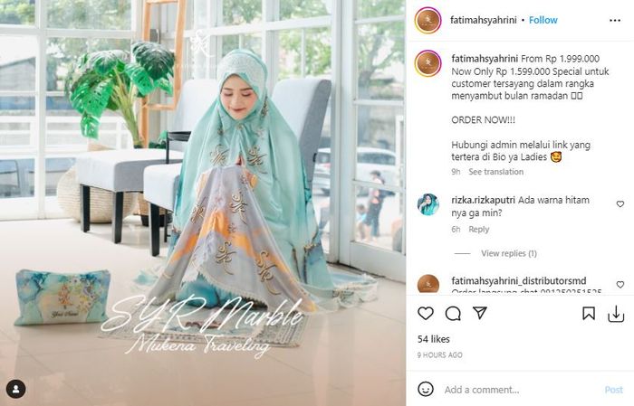 Harga mukena Syahrini
