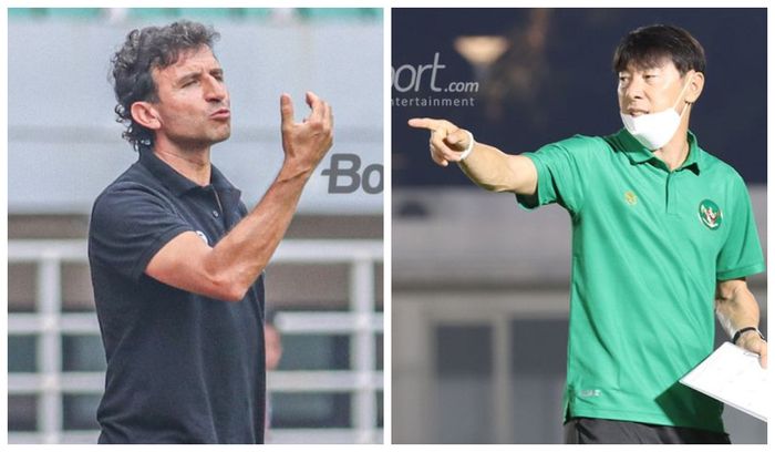 Kolase foto Luis Milla dan Shin Tae-yong.