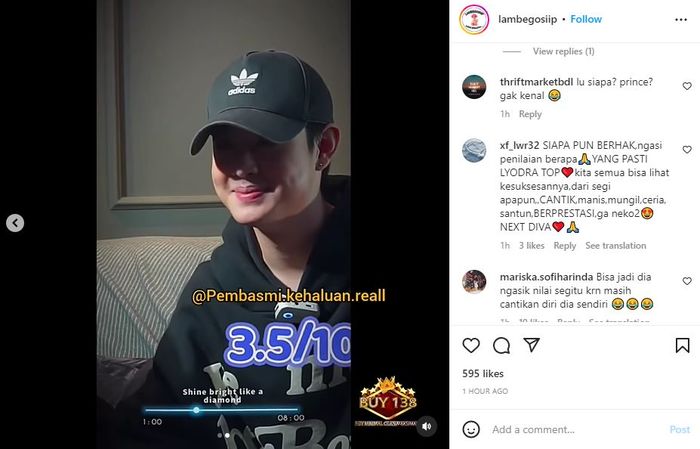 Gabriel Prince saat berikan rating 3,5/10 untuk Lyodra Ginting