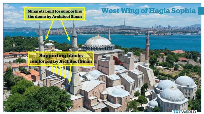 Struktur megah Hagia Sophia telah diperkuat oleh Ottoman di bawah arsitek terhebat mereka Sinan pada abad ke-16.